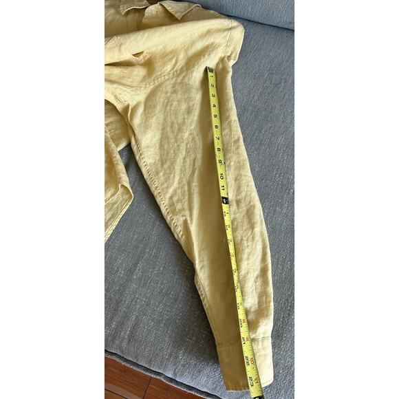 Brooks Brothers Irish Linen Shirt Mens L Yellow Coastal Casual Summer Nautical - Picture 8 of 10